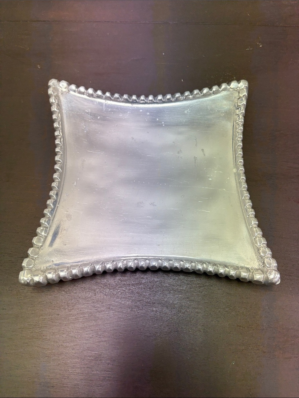 Square Decorative Metal Tray in Silver